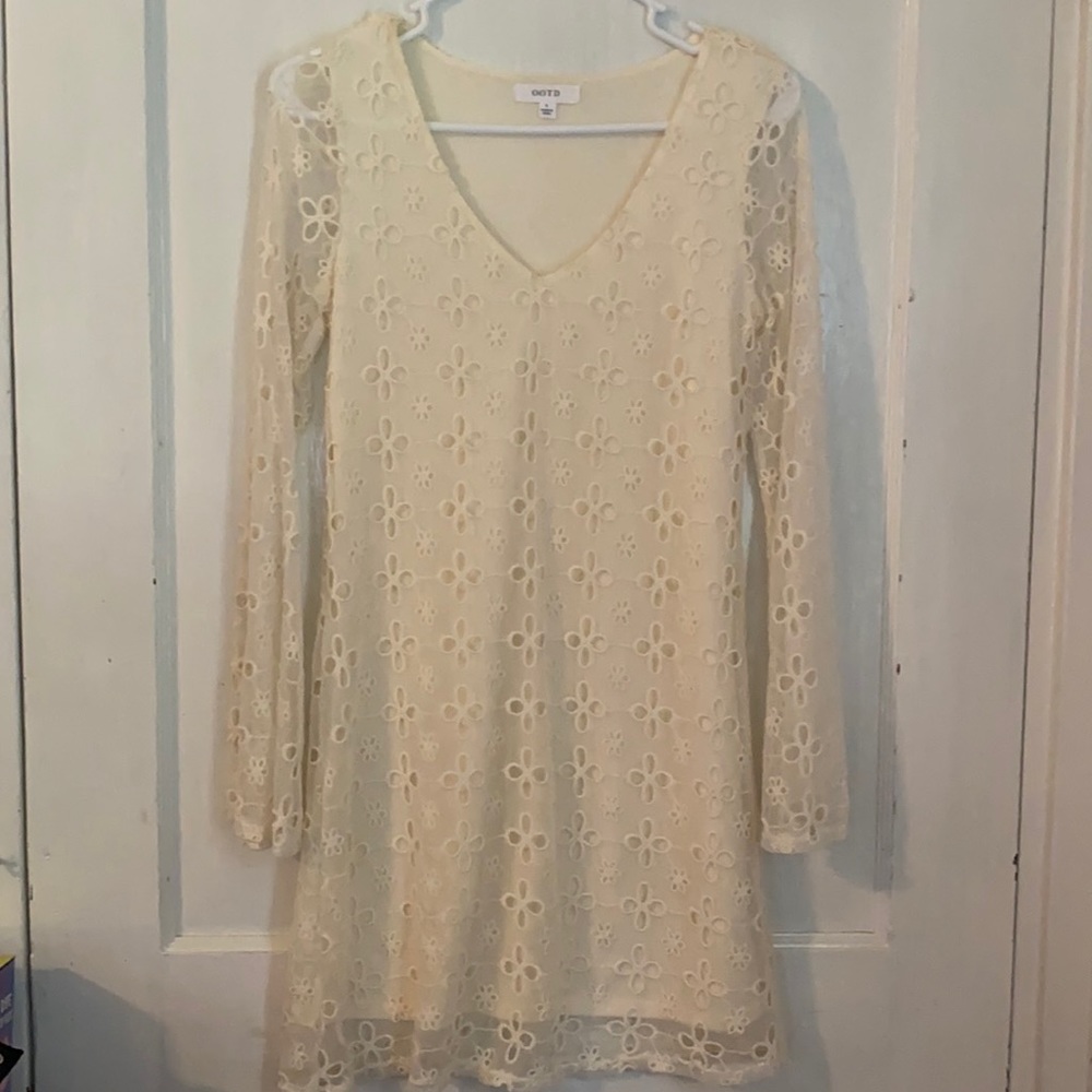 OOTD Cream Eyelet Dress/Tunic - Size S